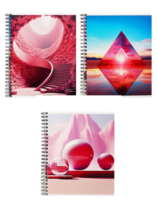 Цена за 2 шт. Тетрадь 96 листов в клетку, на гребне Геометрические фигуры в природе, МИКС