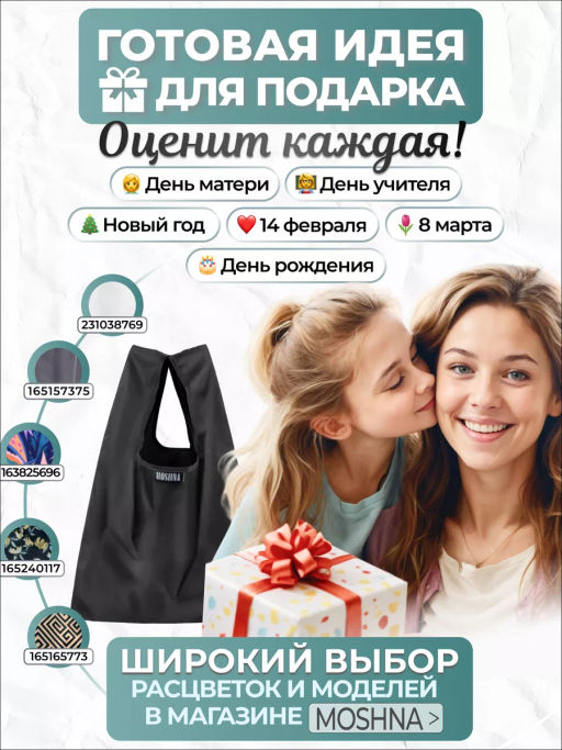 Сумка-майка средняя с кармашком, Мод.3, (SM3Short) . Черный - Moshna фото 4