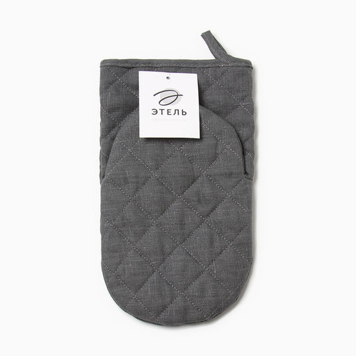 Варежка-прихватка Этель ECO grey, 15х28 см, 100% лён, 245 г/м2  фото 5