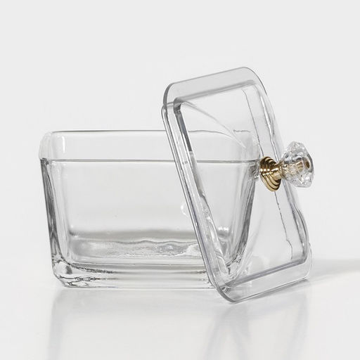 Менажница «Голд», 19.5×19.5 см, на бамбуковой подставке, с крышками, стекло, прозрачная