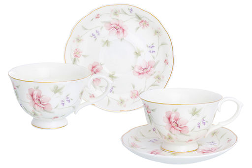 Чайн. пара 4 пр. 250 мл Диана чашка на ножке, фарфор, NEW BONE CHINA