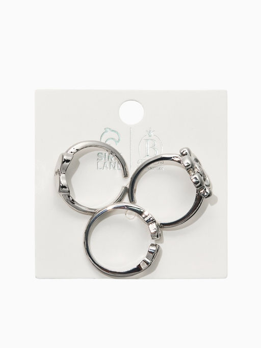 Кольцо детское набор 3шт. "Выбражулька" стиль, смайл, цвет серебро