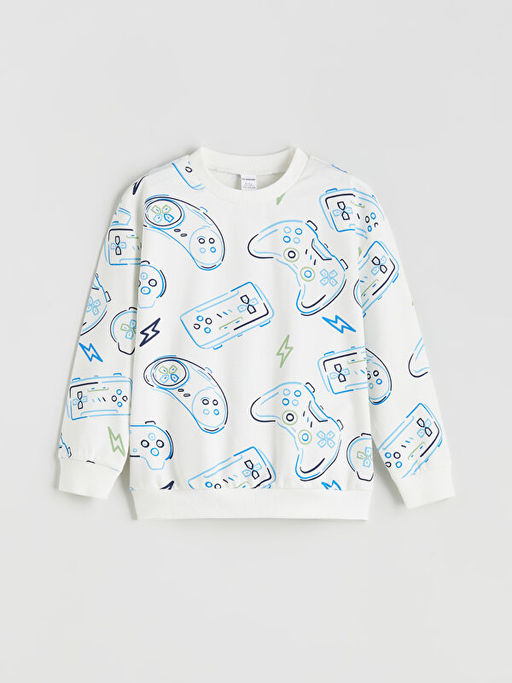 Bask?l? Erkek ?ocuk Sweatshirt ve E?ofman Alt 2li