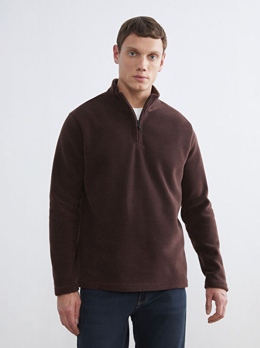 Dik Yaka Polar Erkek Sweatshirt