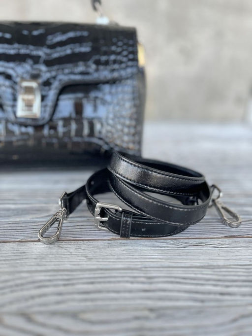 Женская лаковая сумка под крокодила HW-7711 Блек