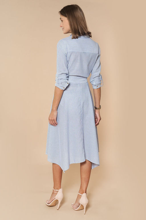 Платье-рубашка их хлопка с асиммеричным низом