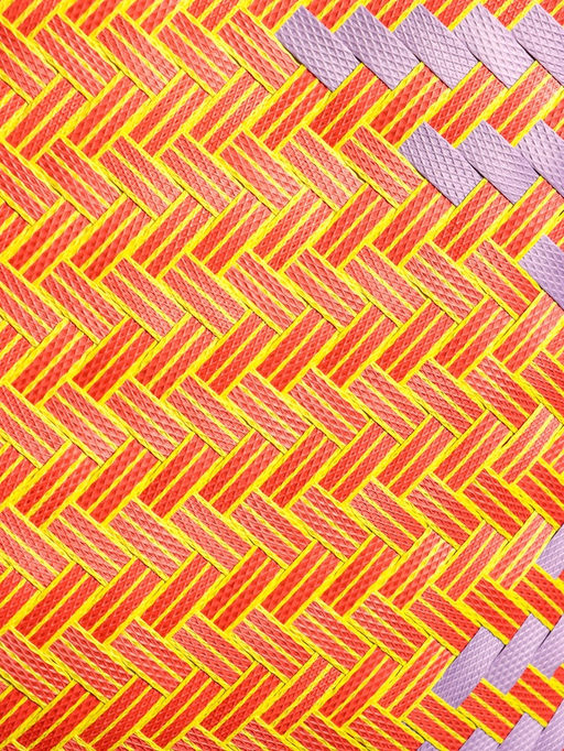 Сумка плетёная, 30×15×45 см, пластик, сиренево-жёлтая