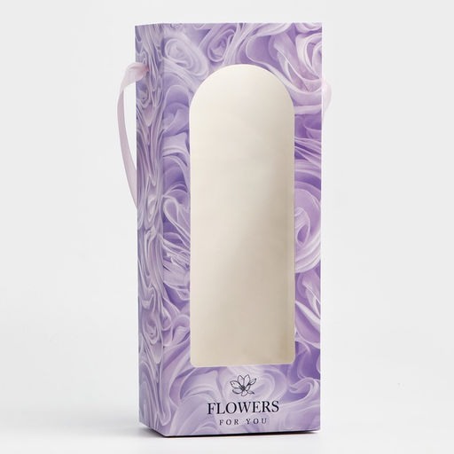 Цена за 5 шт. Пакет-переноска для цветов с пластиковым окном, Flowers, сиреневая, 30 х 12 х 8 см - Дарите счастье фото 2