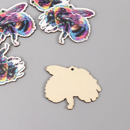 Цена за 10 шт. Декор для творчества дерево «Цветная пчела», 3.3×3.9×0.3 см