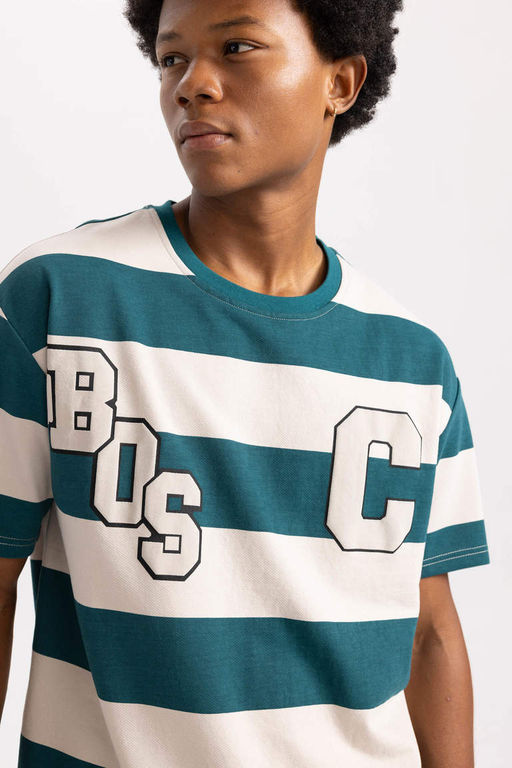 DeFactoFit Стандартная футболка с круглым вырезом и короткими рукавами с принтом  фото 4