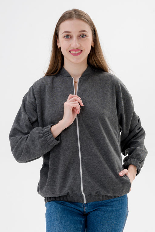 Бомбер из коттон фита антрацит - Амадэль фото 6