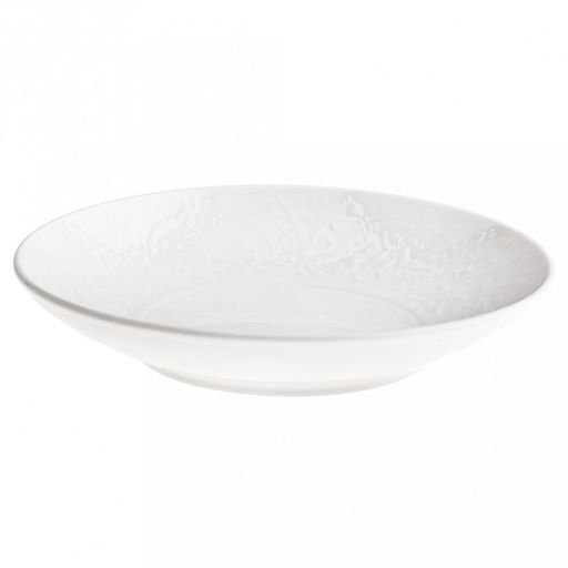"Русь" Тарелка глубокая фарфоровая д200мм h37мм, 500мл, белый, рельефный декор (Китай)