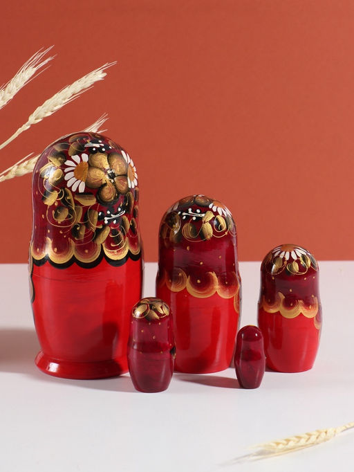 Матрёшка дерево «Цветочная», 19 см, 5 кукольная, ручная роспись