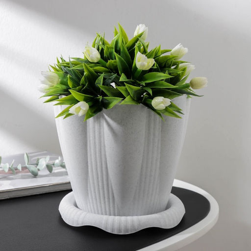 Горшок для цветов с поддоном «Эдельвейс», 3 л, d=20 см, h=18.2 см, мраморный