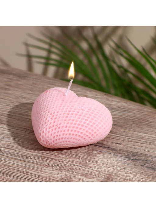 Свеча "Сердце в сеточку" 4х6х3 см, соевый воск, микс