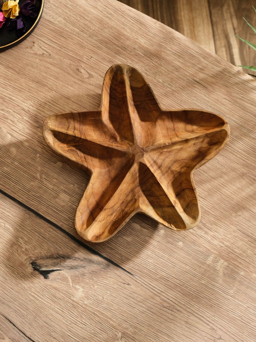 Менажница «Морская звезда», 24×24×5 см, дерево джати, коричневая