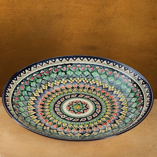 Ляган узбекский Риштанская керамика «Узоры» для плова, d=42 см, синий МИКС