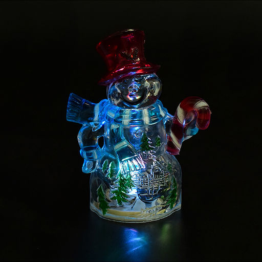 Снеговик светящийся 12см, с елочкой и фонариком, в коробке