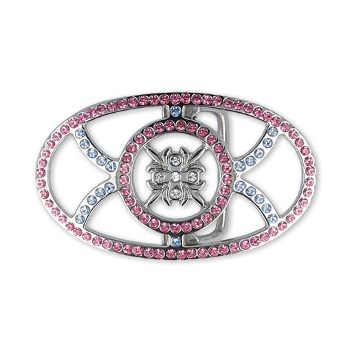 Пряжка со стразами GB 1418 для женского ремня Micron 93 x 55 мм 2 шт СК/Распродажа №04 никель (розов/голуб/прозрачный)