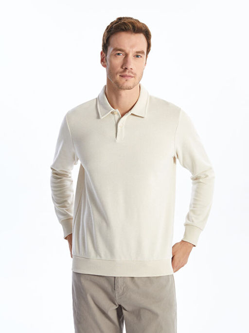 Polo Yaka Uzun Kollu Erkek Sweatshirt