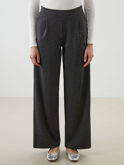 Beli Lastikli ?izgili Kad?n Pantolon