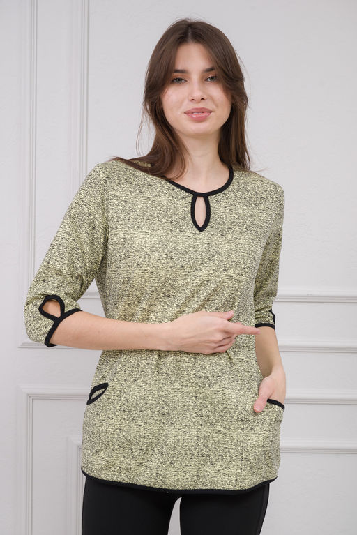 Кофта женская из интерлока Анфиса лимонная рябь - Амадэль фото 6