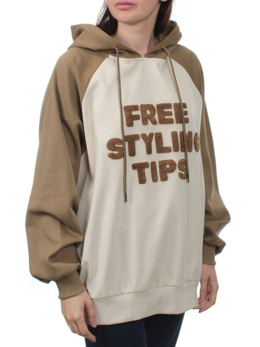 3255 BROWN/BEIGE Худи женское (95% хлопок, 5% эластан) - Fashion фото 7