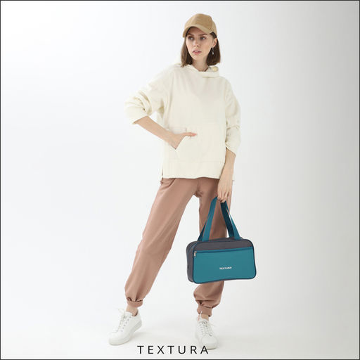 Сумка для обуви TEXTURA, на молнии наружный карман, размер 33×10×20 см, серая/морская волна