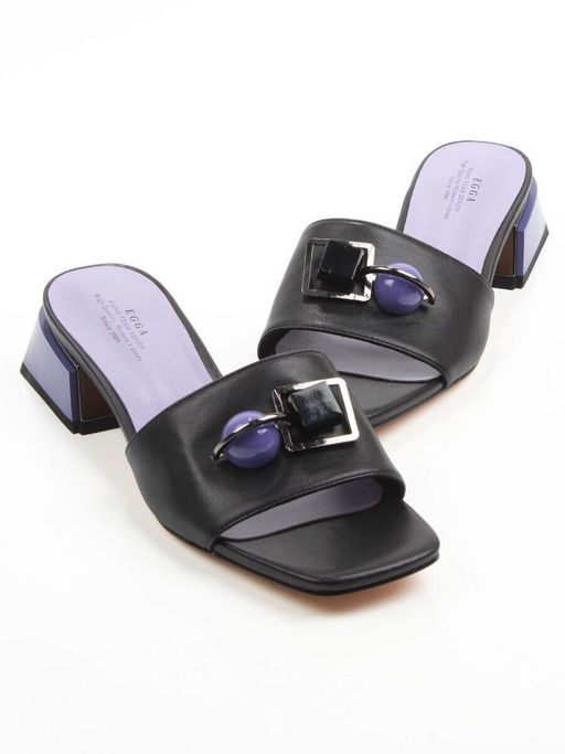 08-HLP1035-28 BLACK/VIOLET Босоножки женские (натуральная кожа)