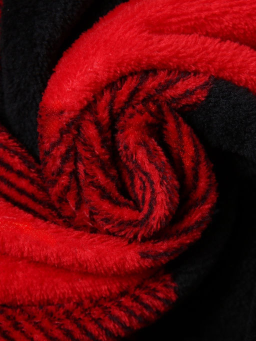 Плед Этель. Клетка чёрно-красный, 180?200 см, корал-флис 220 г/м?