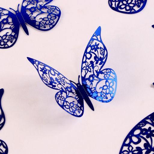 Цена за 3 шт. Топперы для торта «Бабочки», 12 штук, синий