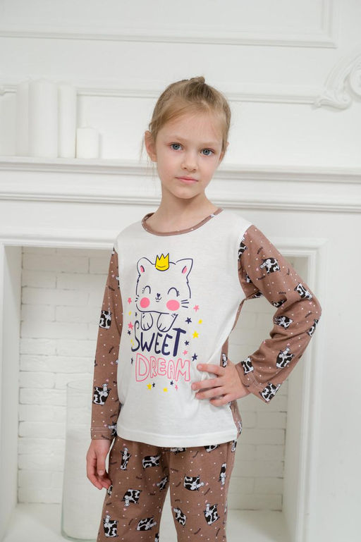 Пижама детская из кулирки Кисонька молоко - Амадэль фото 5