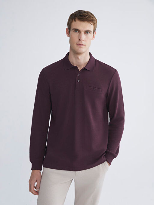 Polo Yaka Uzun Kollu Erkek Sweatshirt