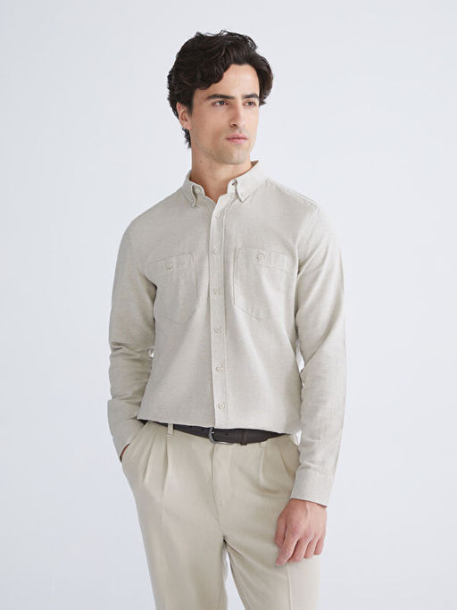 Regular Fit Uzun Kollu Gabardin Erkek G?mlek
