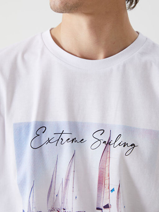 Bisiklet Yaka Bask?l? Erkek Ti??rt