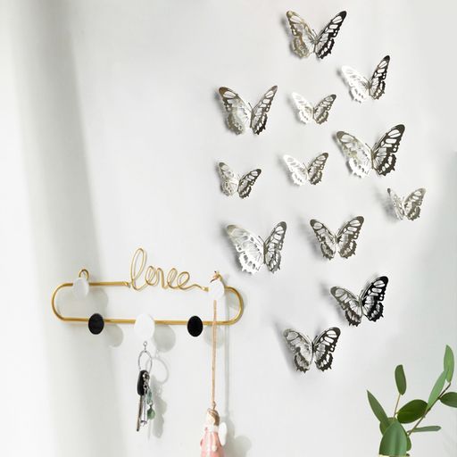 Наклейка БАБОЧКИ Silver, набор 12 штук (2563) резные крылья - Мой органайзер фото 3