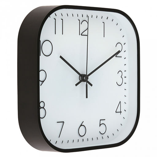 Часы настенные "Мгновение" 19,4х19,4х4см, циферблат белый; цифры арабские, черный; корпус пластик, черный; в коробке (Китай)