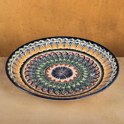 Ляган узбекский Риштанская Керамика «Узоры», d=31 см, разноцветный