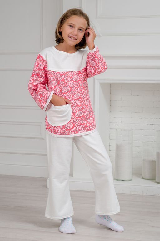 Пижама подростковая из футера Катя молочный - Амадэль фото 5