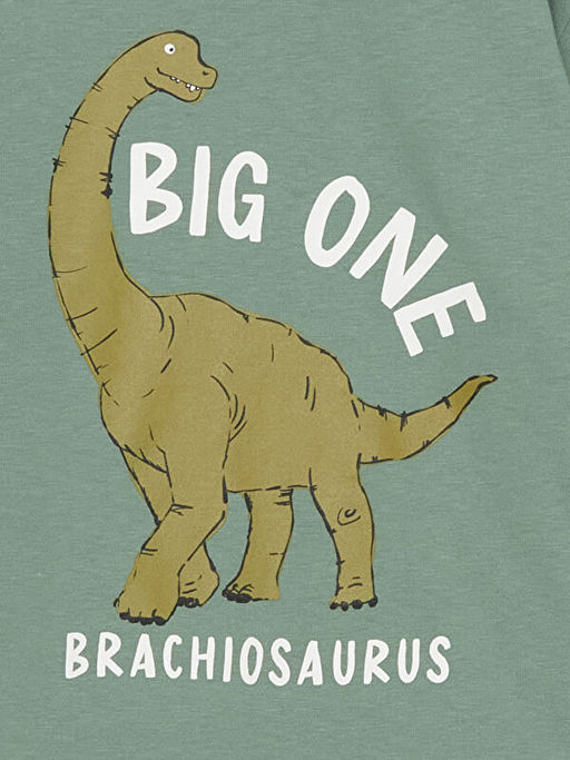 Bisiklet Yaka Dinozor Bask?l? Erkek ?ocuk Ti??rt?