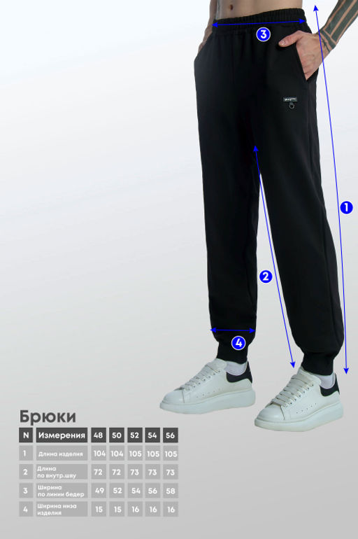 Арт. 63104 Брюки мужские 48-56 (5 шт) Цвет:черный - Идеал фото 3