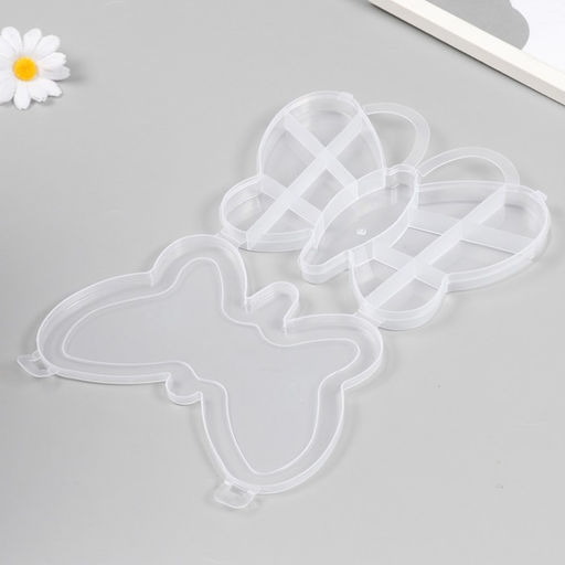 Шкатулка пластик для мелочей Бабочка прозрачная 13 отделений 14х18,5х2,5 см - Simaland фото 4