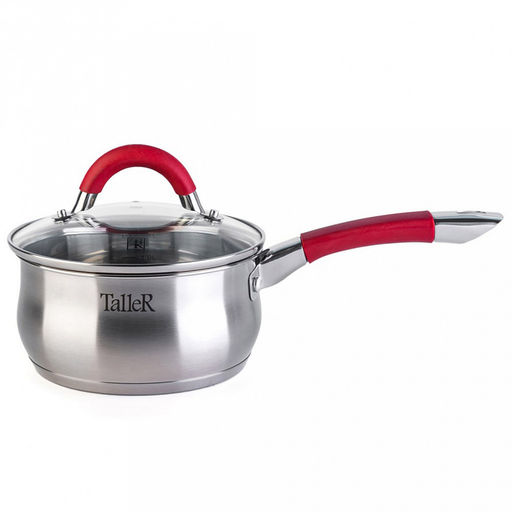 Набор посуды из нержавеющей стали Милфорд 4 штуки: кастрюли 2,2л - д18см, h9см, 3,2л - д20см, h10,5см, 5,2л - д24см, h11,5см, ковш 1,5л - д16см, h8см, s0,6мм, дно s2,8мм, полировка матовая снаружи, зеркальная внутри, стеклянная жаропрочная крышка, - Домашняя мода фото 2