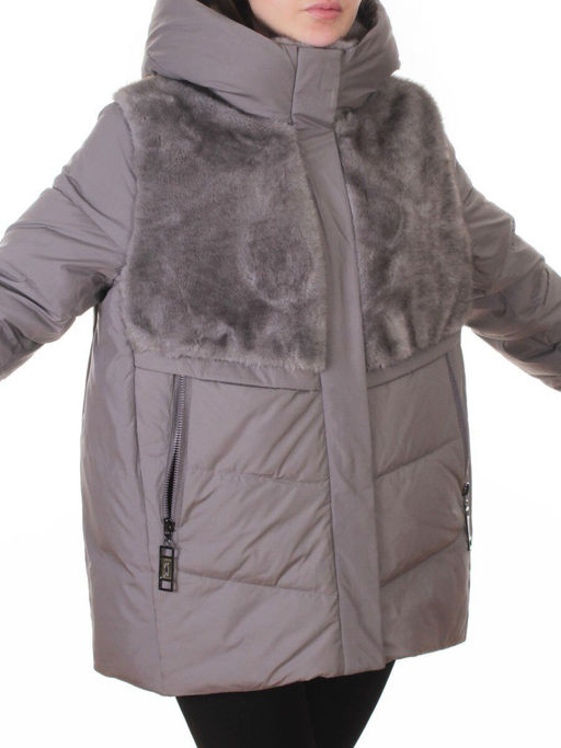 M-8869 GRAY/LILAC Куртка зимняя женская (150 гр. холлофайбер)
