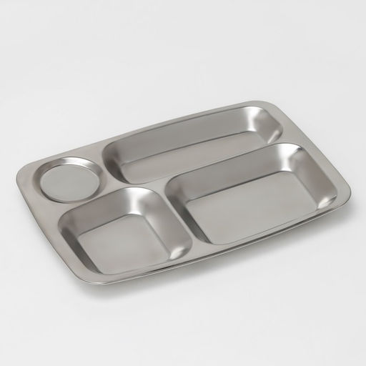 Поднос, 29×20.5×2 см, 4 секции, нержавеющая сталь, серебристый