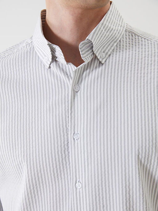Regular Fit Uzun Kollu ?izgili Erkek G?mlek