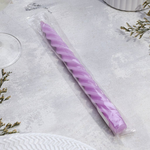 Цена за 2 шт. Свеча витая, 2.3×24.5 см, 5 ч, 50 г, сиреневая