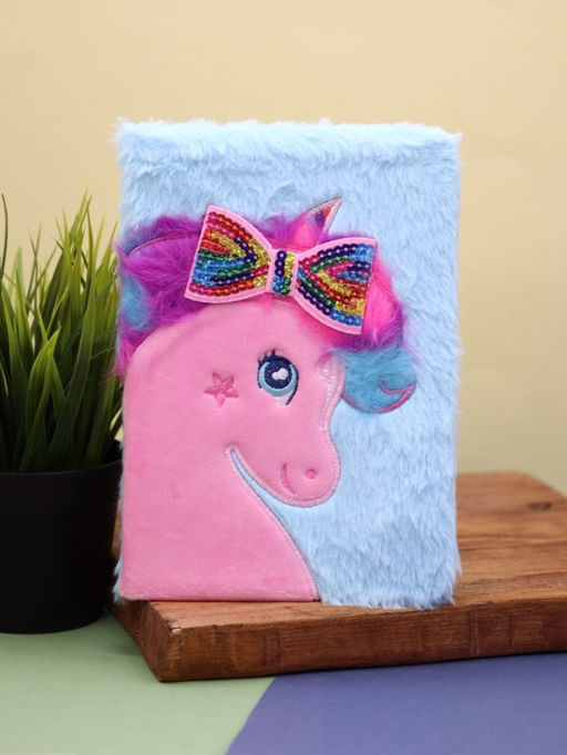 Блокнот плюшевый "Unicorn bow", blue, 21х15 см, плотность 80 гр.