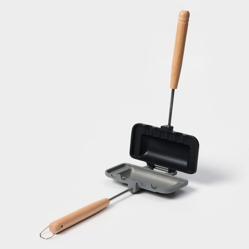 Сковорода для сэндвичей Доляна, 29.5×14.3×4 см, двусторонняя, антипригарное покрытие, литой алюминий, чёрная