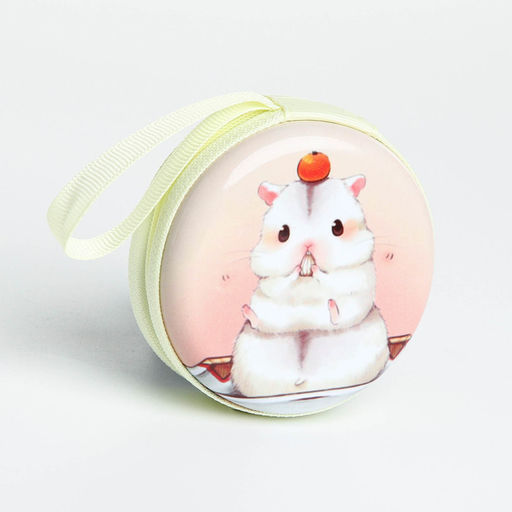 Футляр для монет, наушников «Хомячок с мандаринкой», на молнии, белый